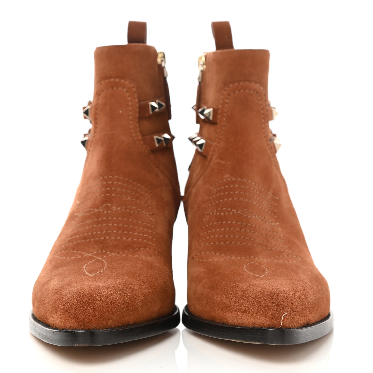 Suede Rockstud Double Buckle 50mm Cowboy Ankle Boots 40 Selleria