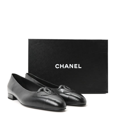 Chanel Goatskin CC Ballet Flats 38 Black 10 of 10