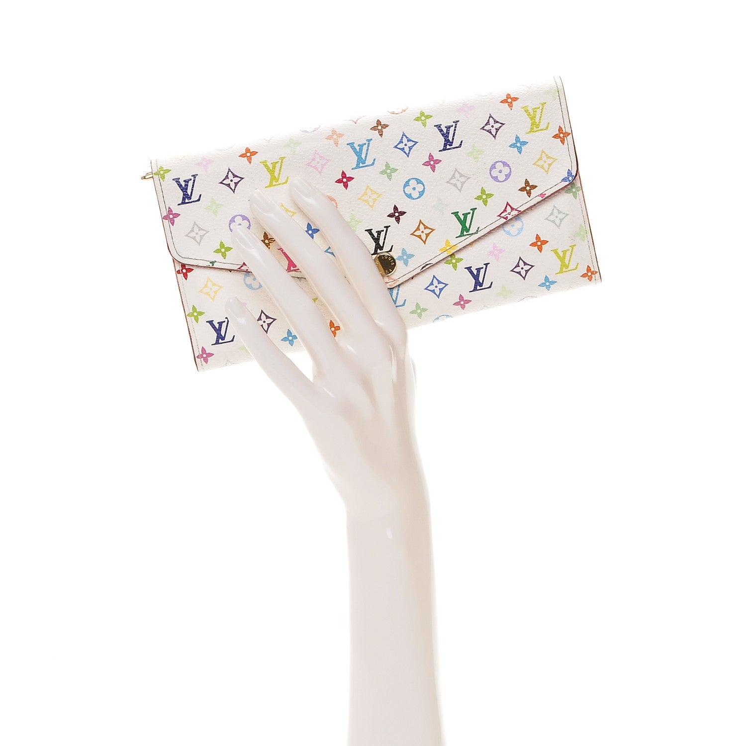 Louis Vuitton Monogram Multicolor Sarah Wallet NM White Litchi 2 of 6