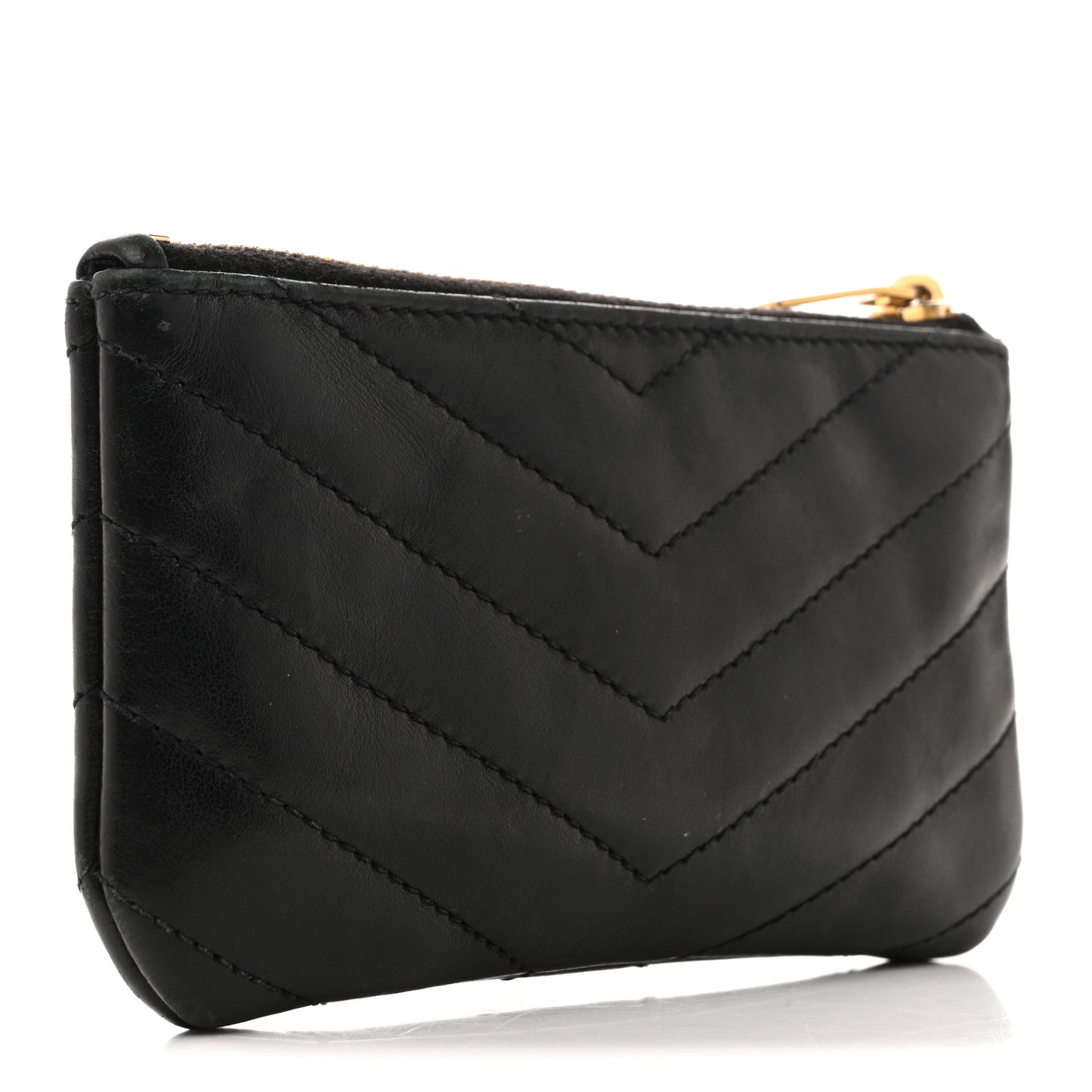 Calfskin Matelasse Monogram Key Pouch Black