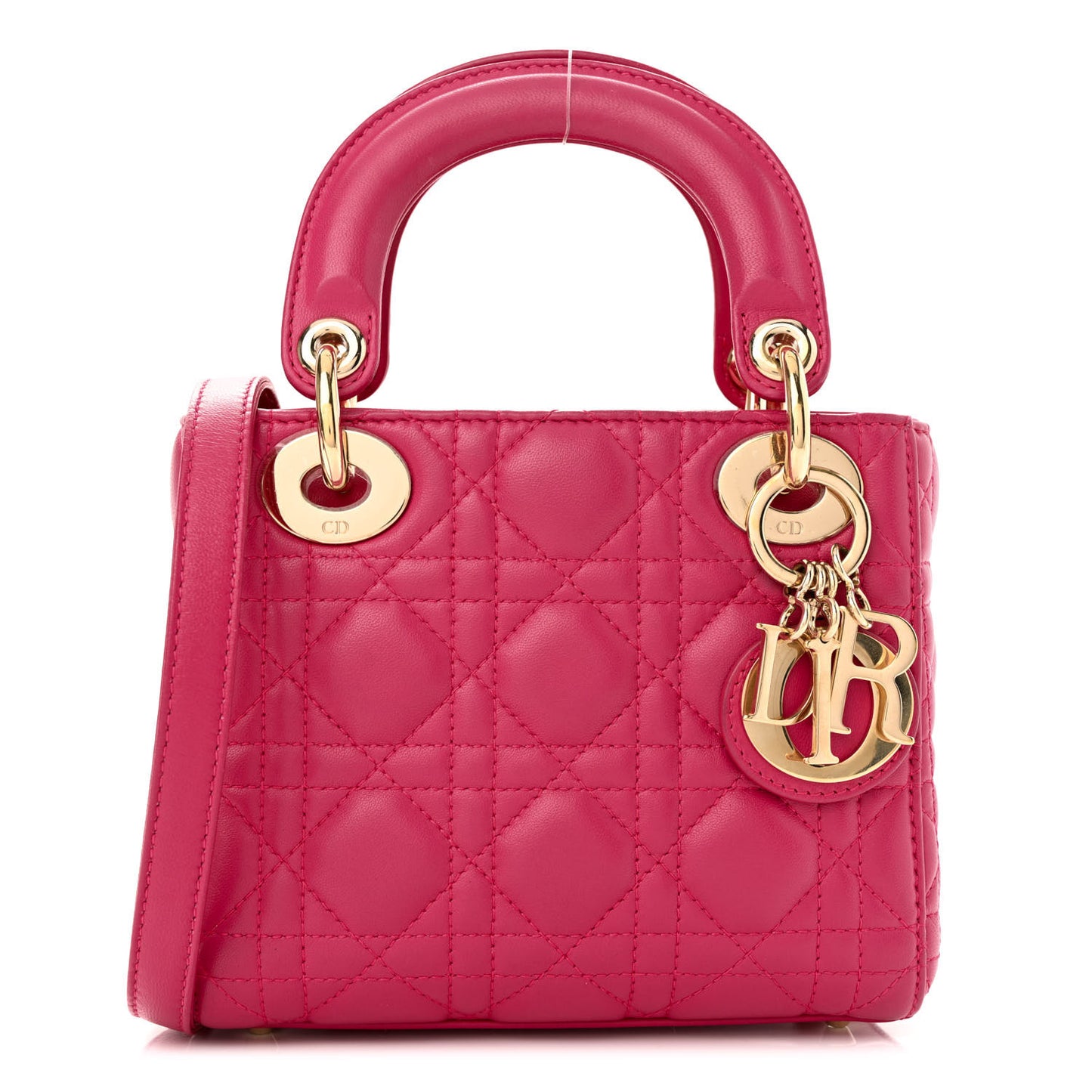 Lambskin Cannage Mini Lady Dior Fuchsia