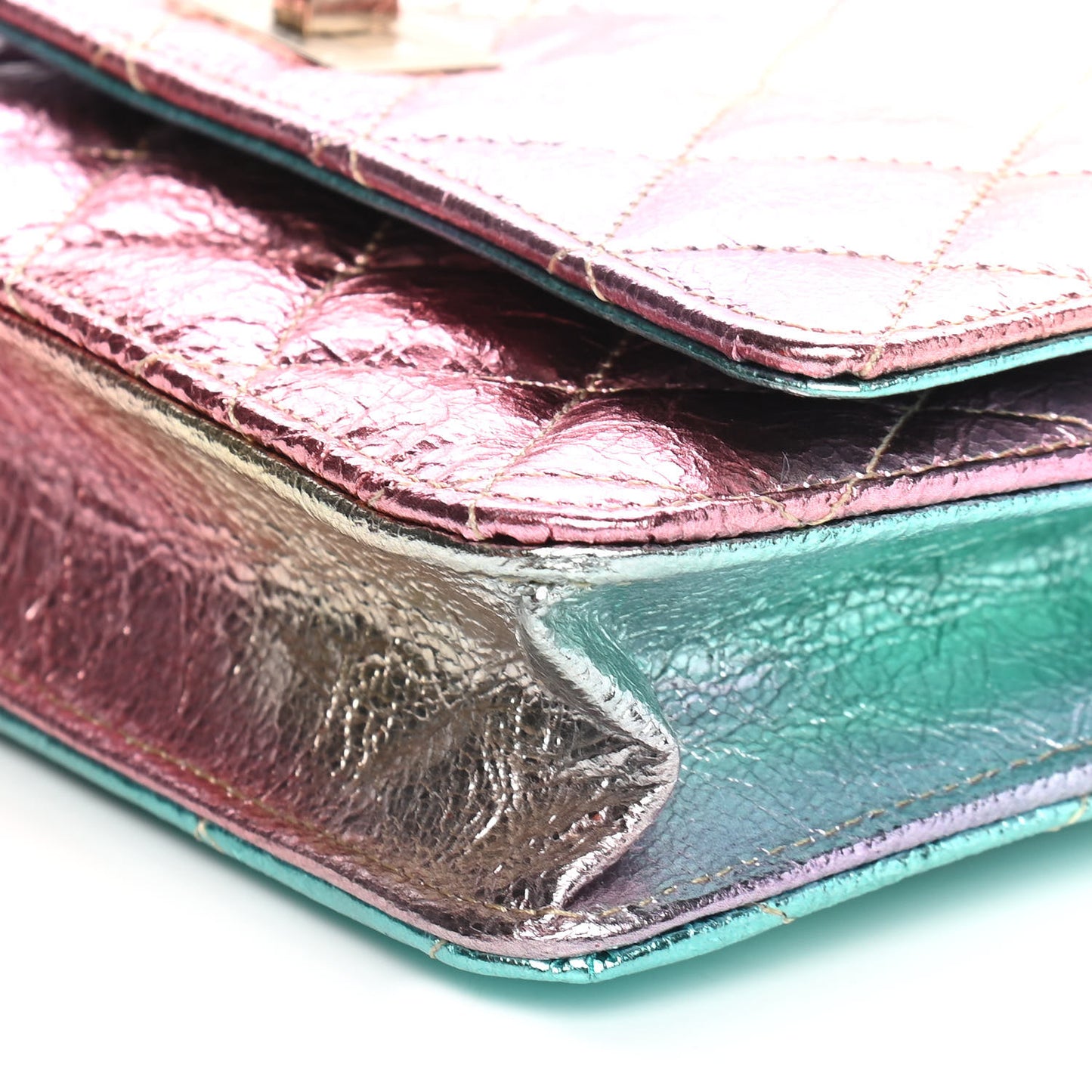 Metallic Goatskin Quilted 2.55 Reissue Wallet on Chain WOC Multicolor