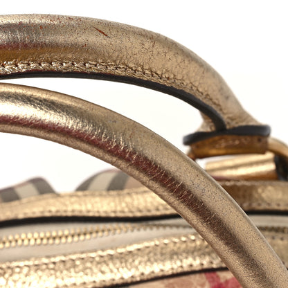 Burberry Haymarket Check Thornley Satchel Gold 11 of 11
