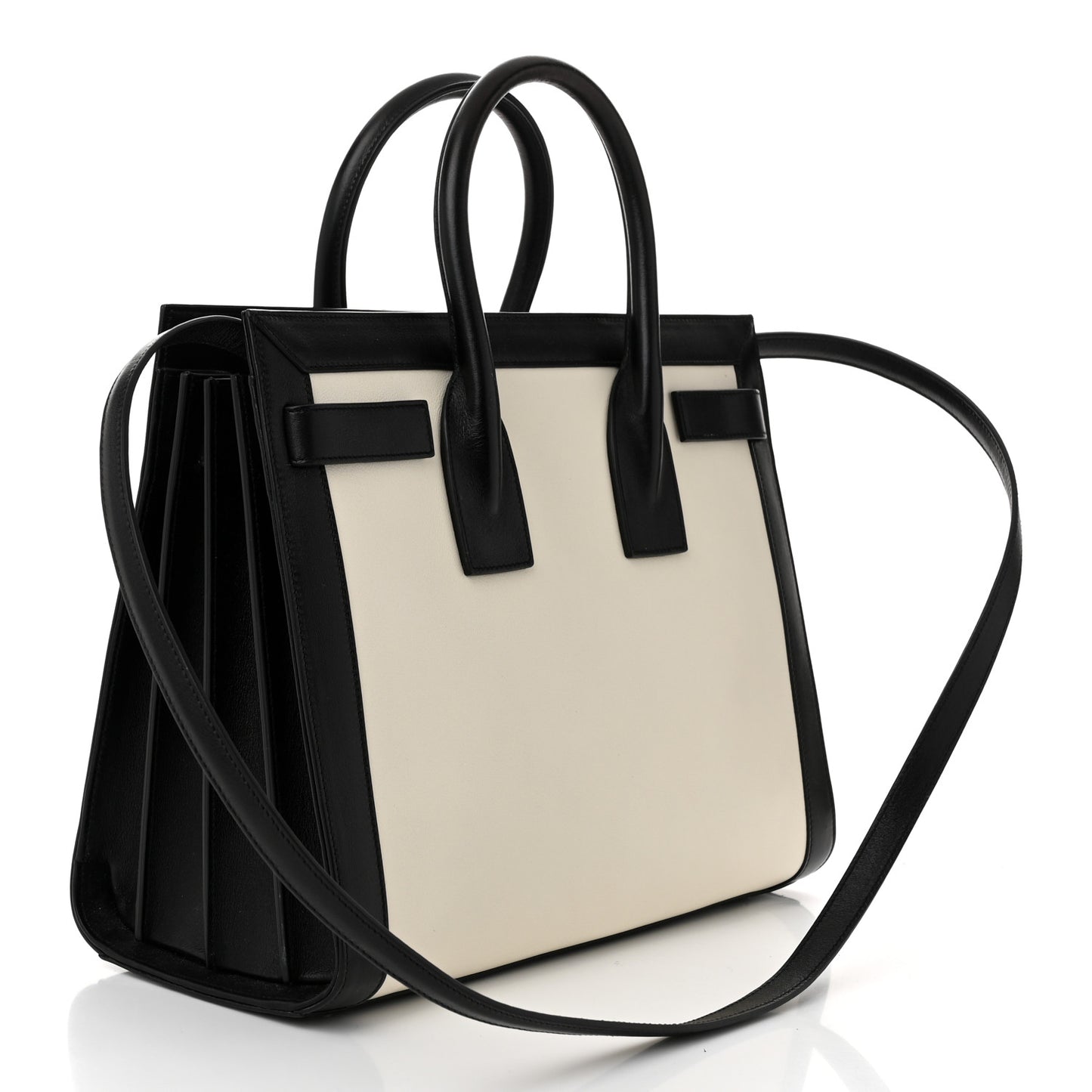 Calfskin Bi-Color Small Sac De Jour White Black
