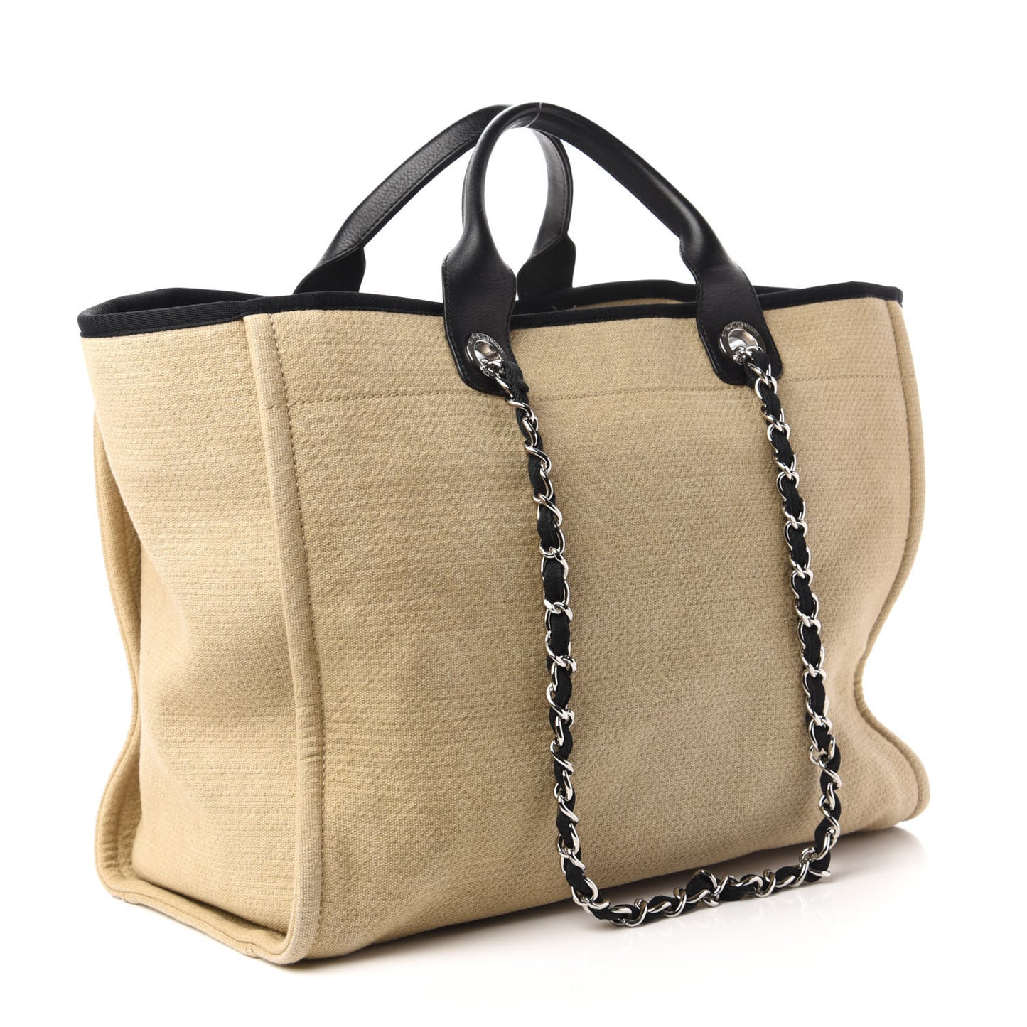 Canvas Medium Deauville Tote Beige Black