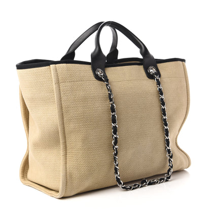 Chanel Canvas Medium Deauville Tote Beige Black 3 of 10