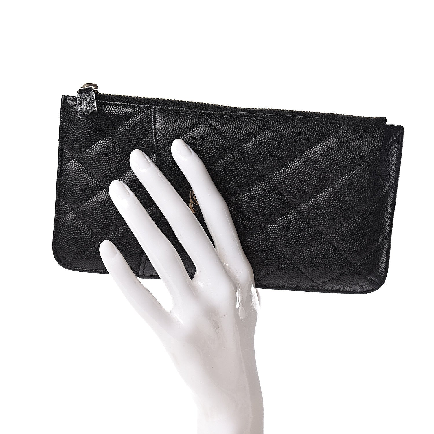 Chanel Caviar Quilted Classic Flat Wallet Pouch Black 2 of 8
