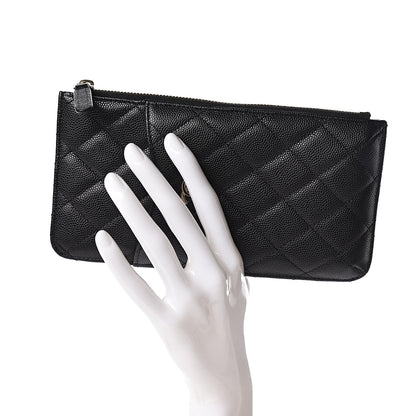 Chanel Caviar Quilted Classic Flat Wallet Pouch Black 2 of 8