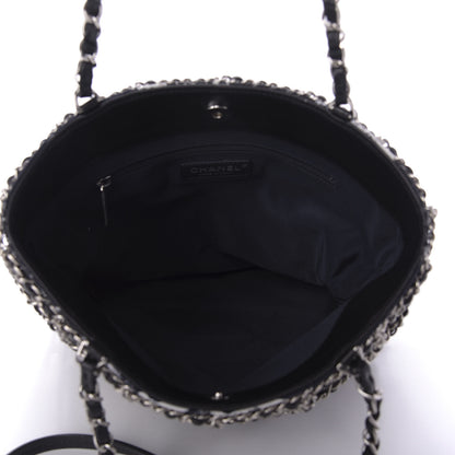 Chanel Canvas Large Shopping Chain Tote Black White 5 of 9