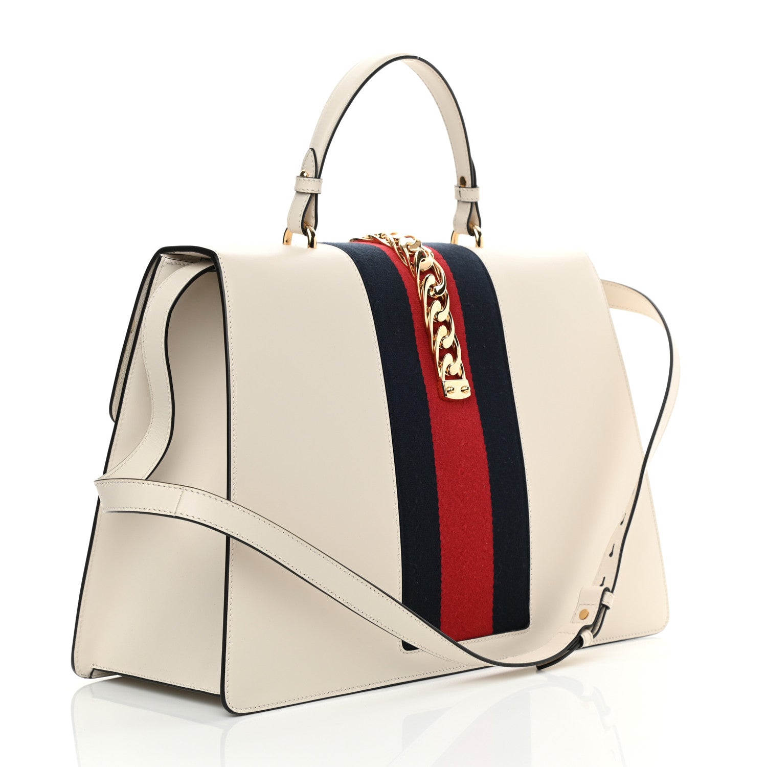 Gucci Calfskin Maxi Sylvie Top Handle Bag White 3 of 12