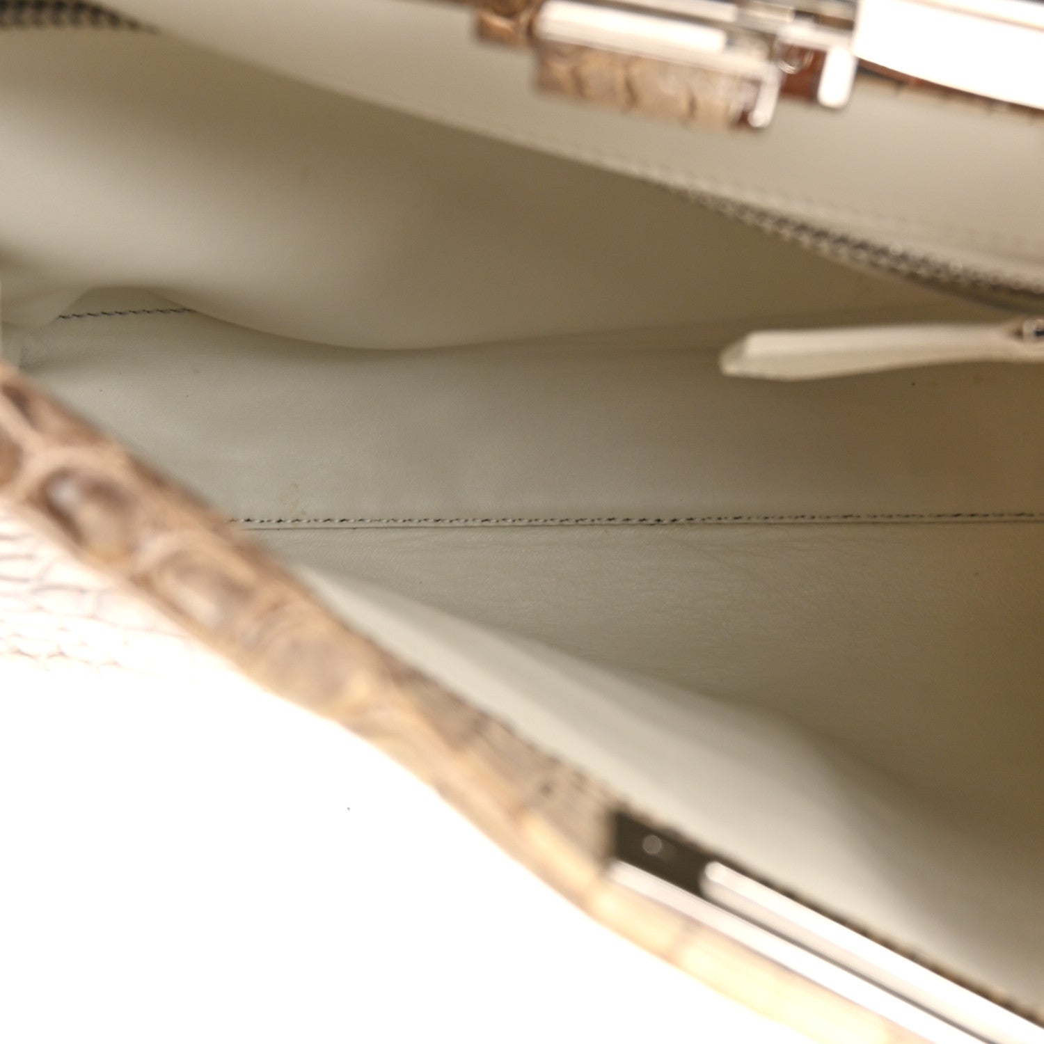 Fendi Shiny Crocodile Shiny Nappa Medium Peekaboo Iconic Satchel White Grey 6 of 10