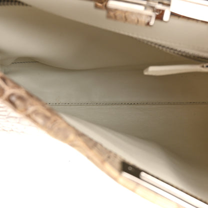 Fendi Shiny Crocodile Shiny Nappa Medium Peekaboo Iconic Satchel White Grey 6 of 10