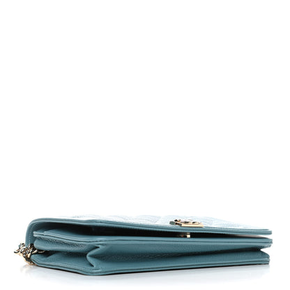 Chanel Caviar Quilted Boy Wallet On Chain WOC Light Blue 3 of 4