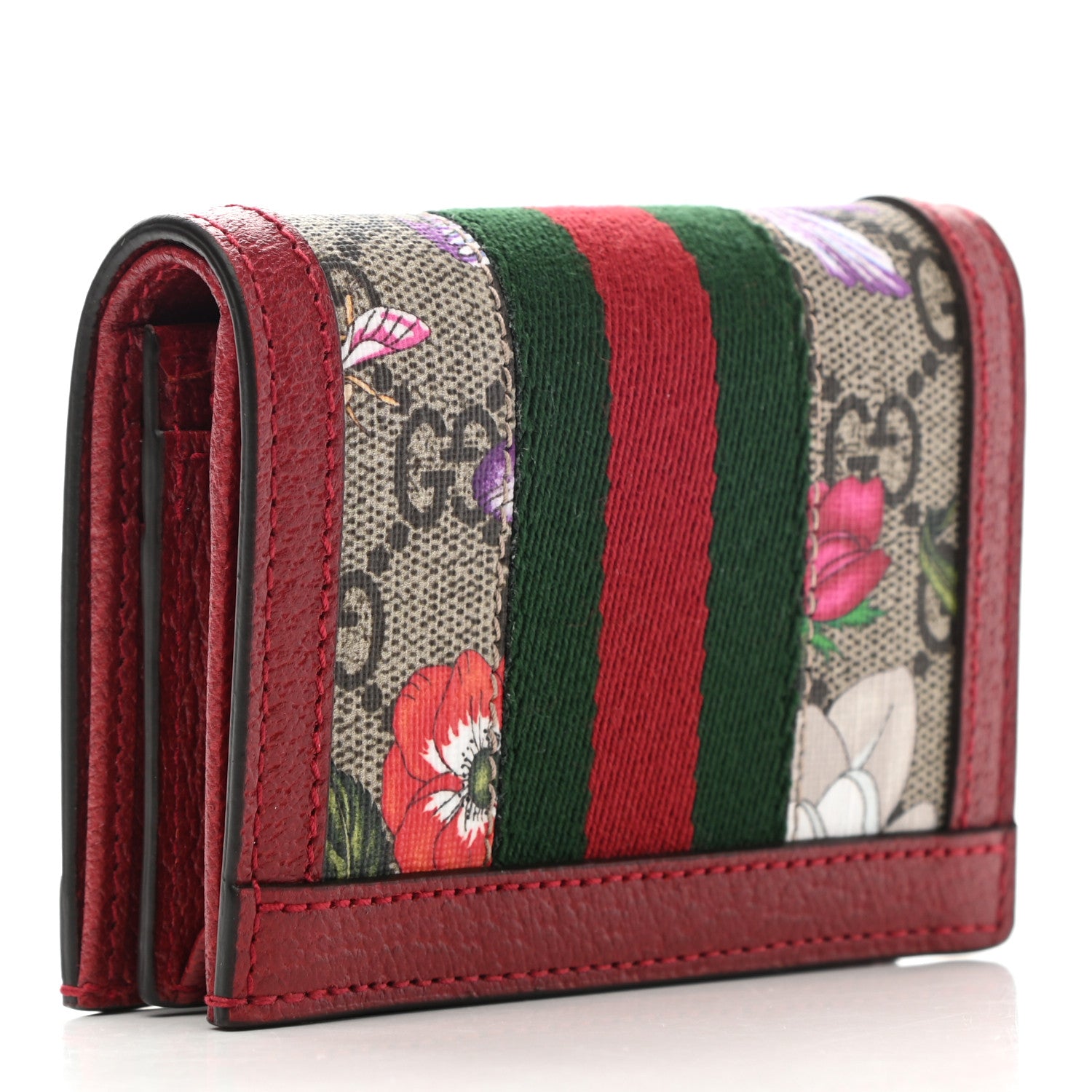 Gucci GG Supreme Monogram Flora Web Ophidia Card Case Red 3 of 8