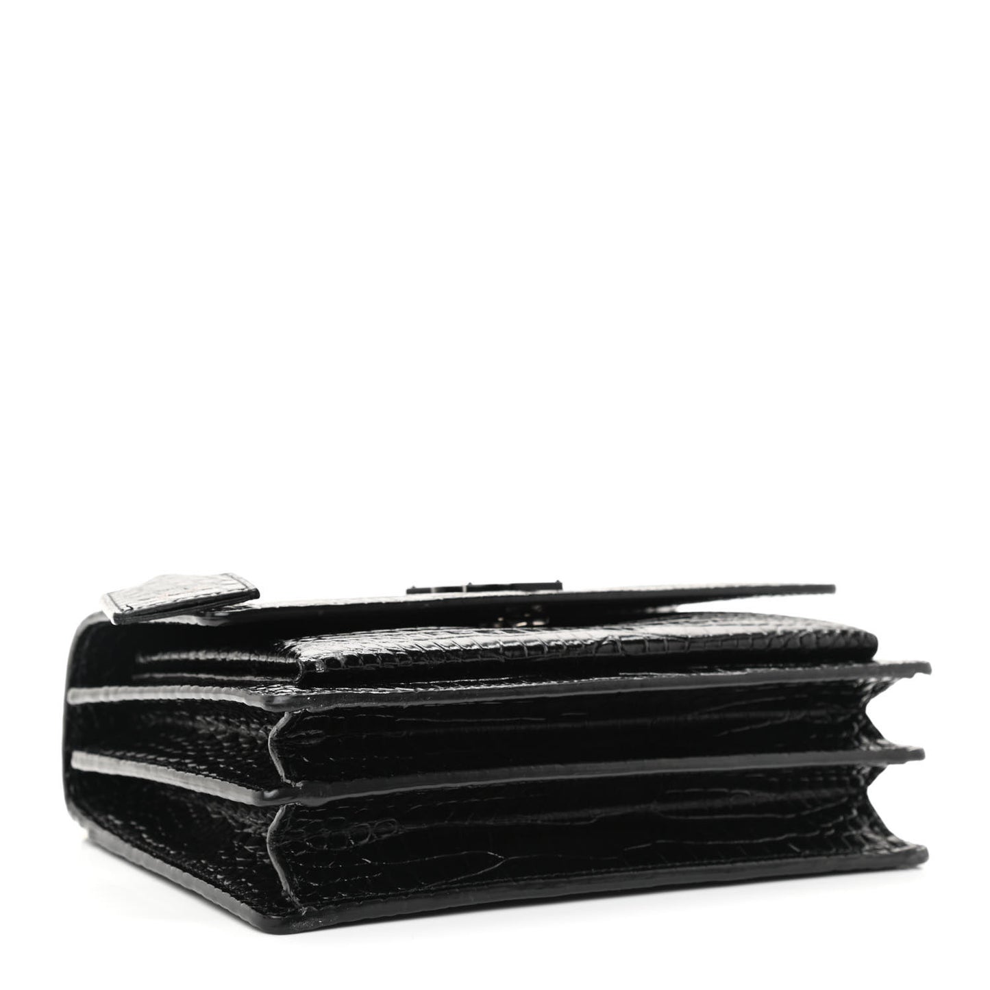 Calfskin Crocodile Embossed Medium Monochrome Monogram Sunset Black