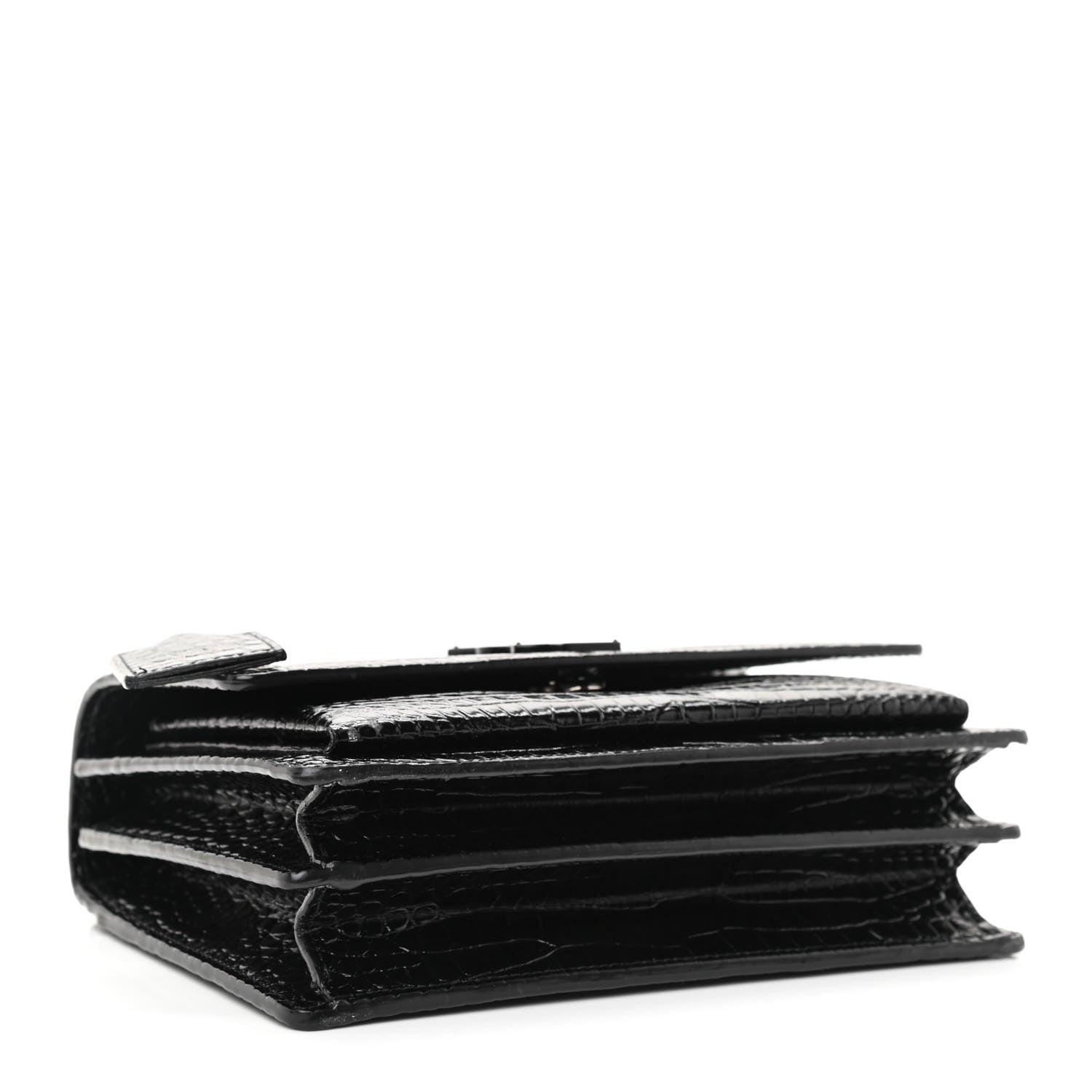 Saint Laurent Calfskin Crocodile Embossed Medium Monochrome Monogram Sunset Black 4 of 8