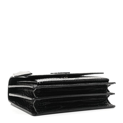 Saint Laurent Calfskin Crocodile Embossed Medium Monochrome Monogram Sunset Black 4 of 8