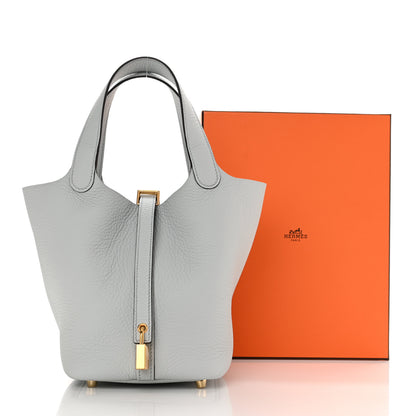 Hermes Taurillon Clemence Picotin Lock 18 PM Bleu Pale 11 of 11