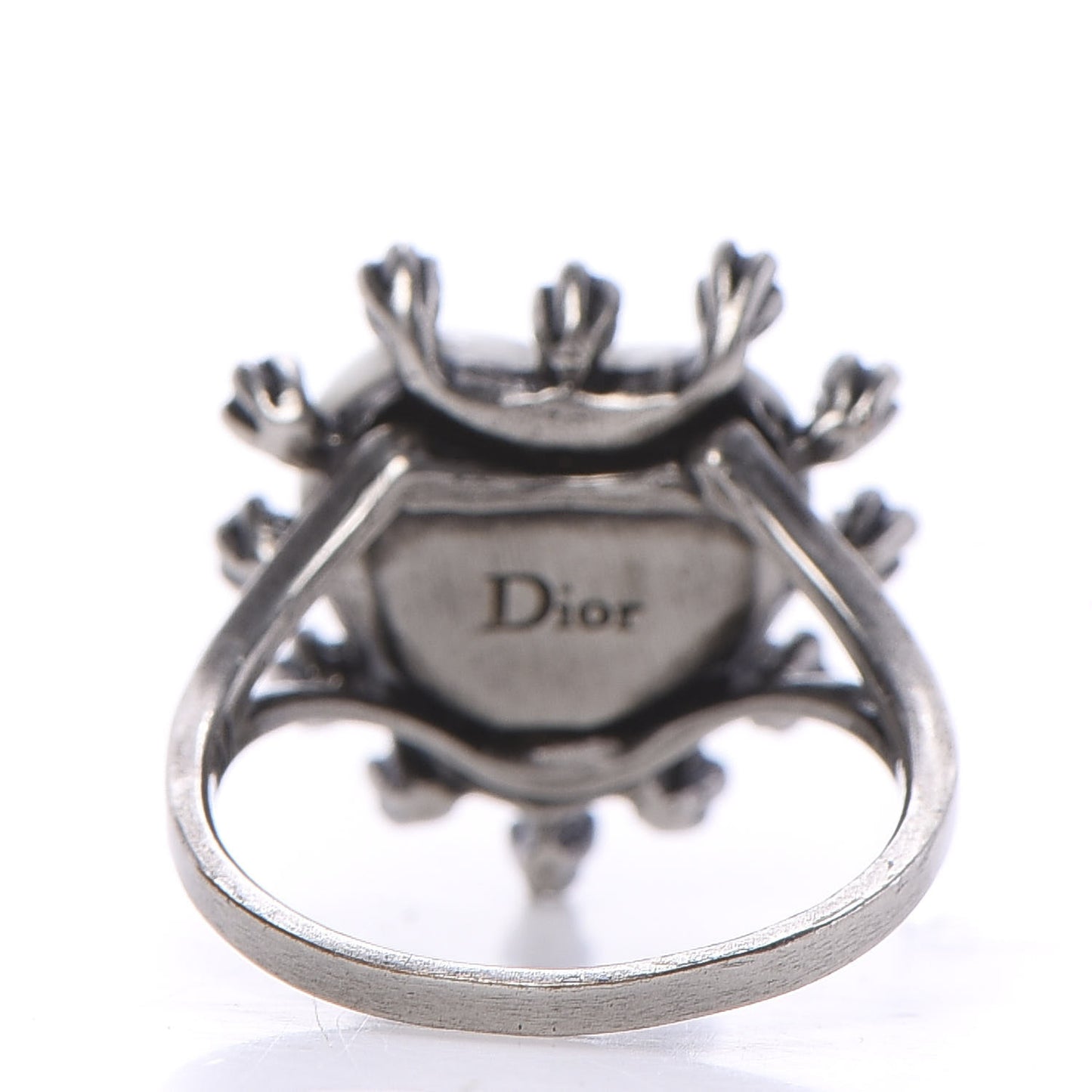 Resin Crystal Metal Blue Bohemienne Heart Ring M Aged Silver White