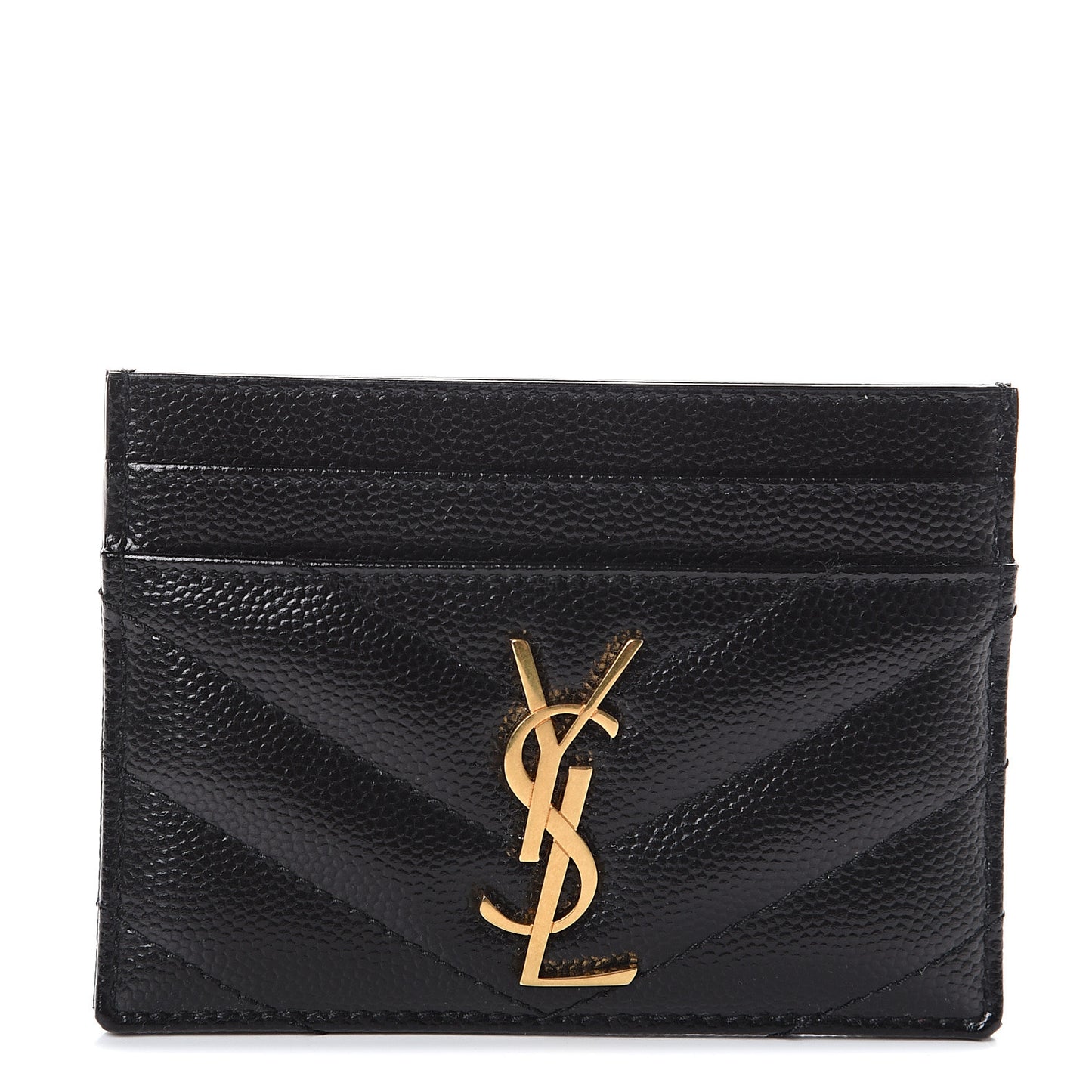 Grain De Poudre Matelasse Chevron Monogram Credit Card Case Black