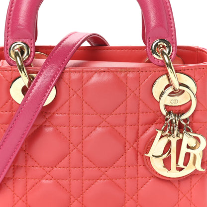 Christian Dior Lambskin Cannage Mini Bi-Color Lady Dior Red Fuchsia 8 of 11