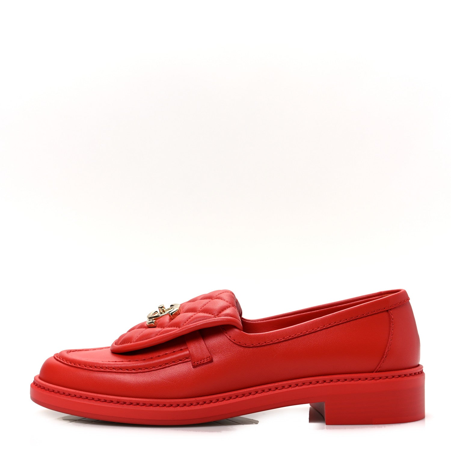 Chanel Lambskin Quilted CC Turnlock Loafers 39 Red 1 of 7