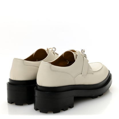 Hermes Glossed Calfskin First Derby 36.5 Beige Glaise 4 of 9