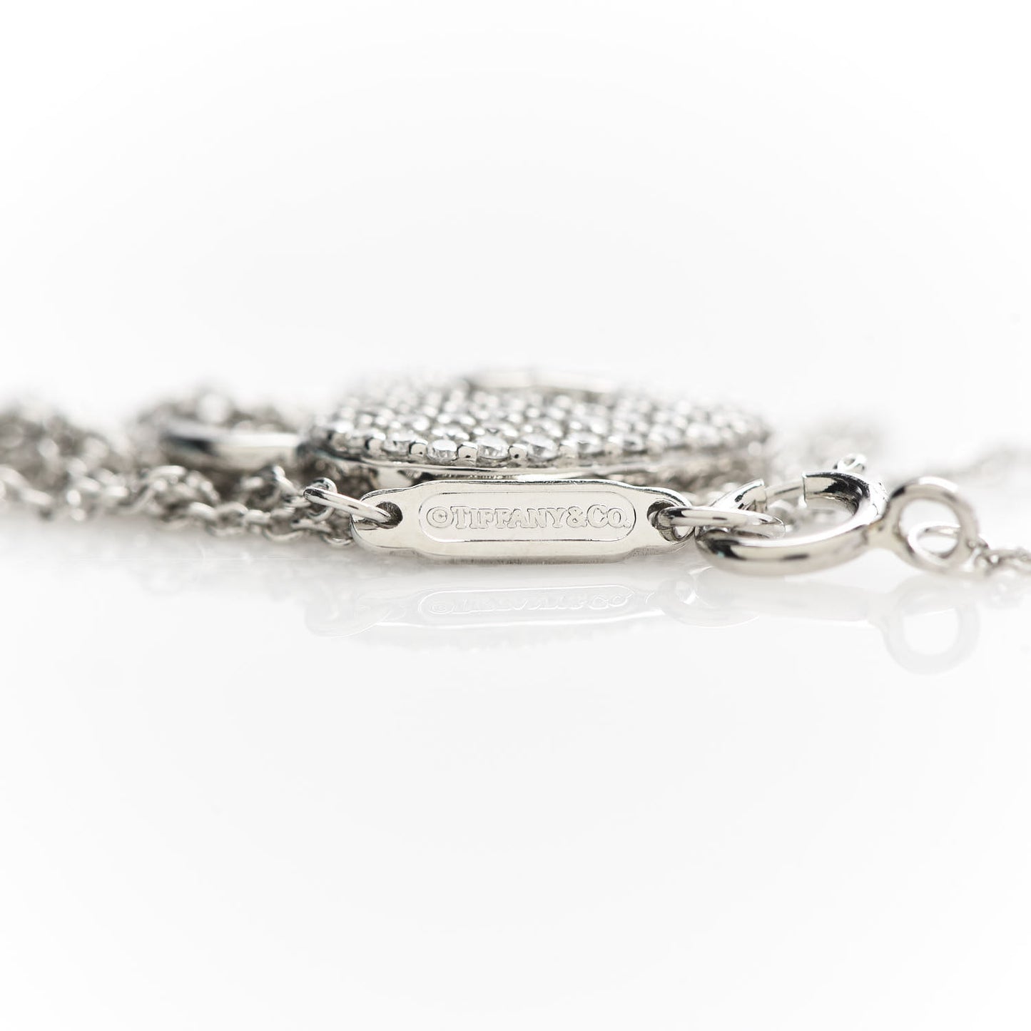 Platinum Diamond Small Heart Lock Pendant Necklace