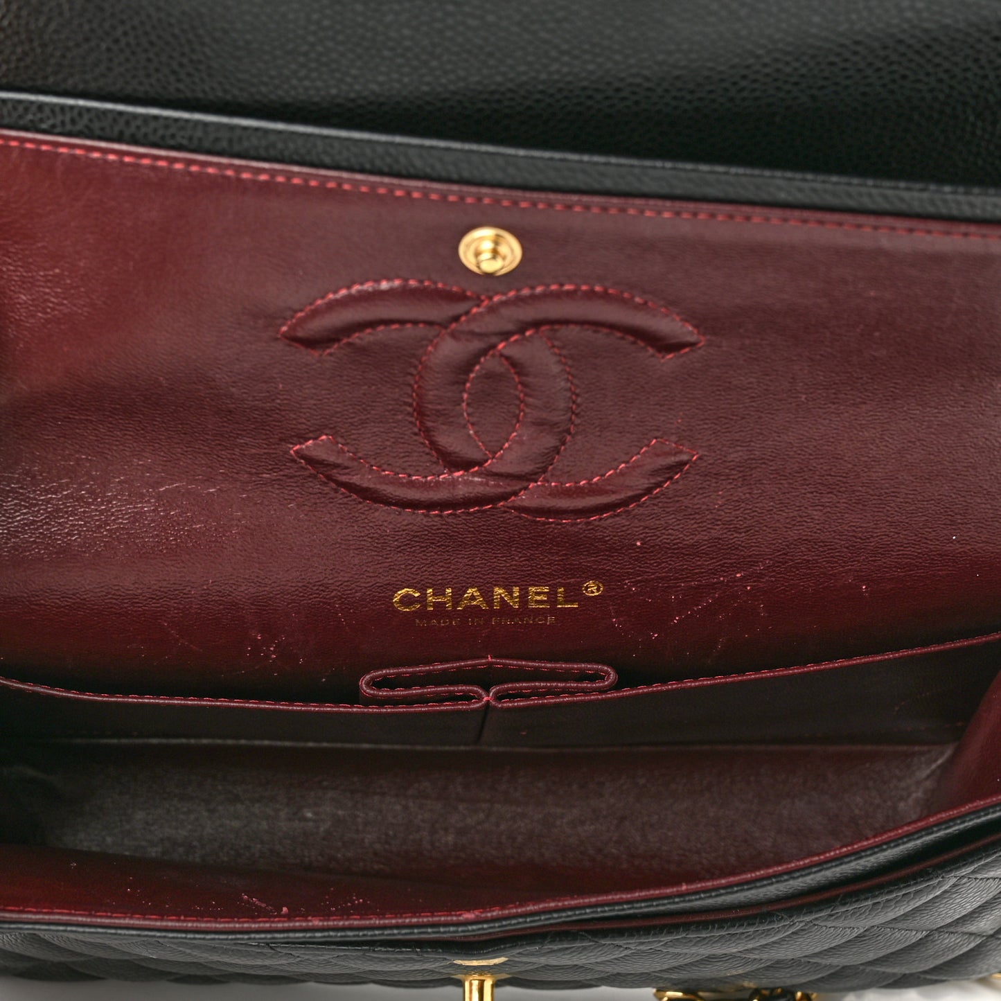 Caviar Quilted Medium Double Flap Black