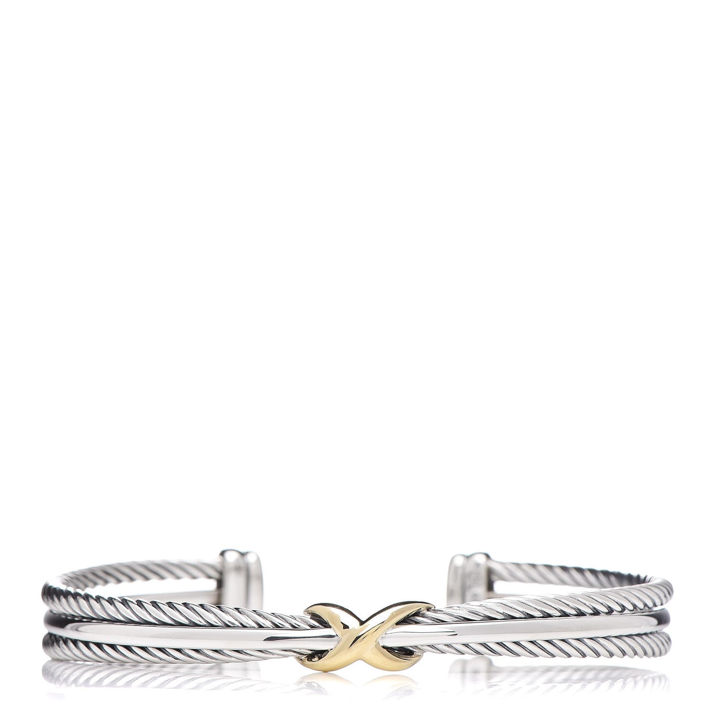 Sterling Silver 18K Yellow Gold 7mm Crossover X Bracelet