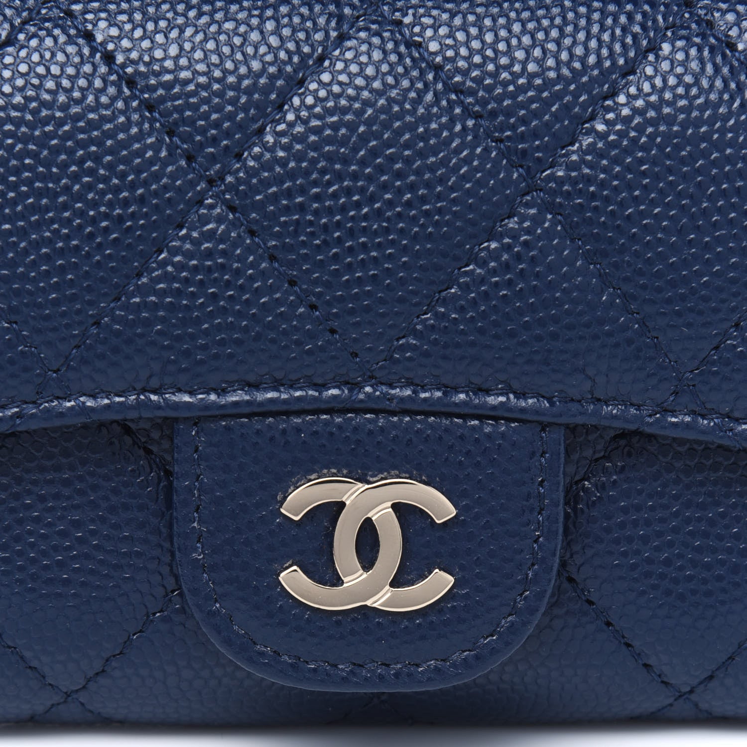 Chanel Caviar Quilted Flap Card Holder Wallet Navy Blue 6 of 6