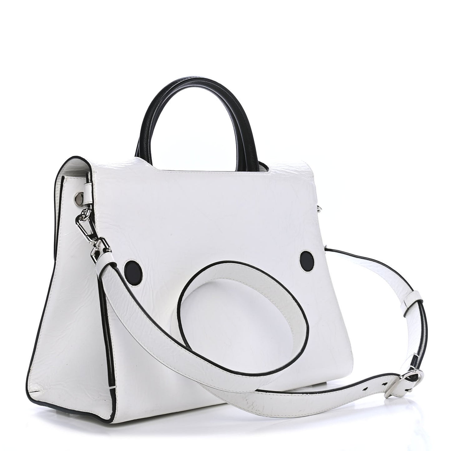 Crinkled Calfskin Medium Diorever Flap White