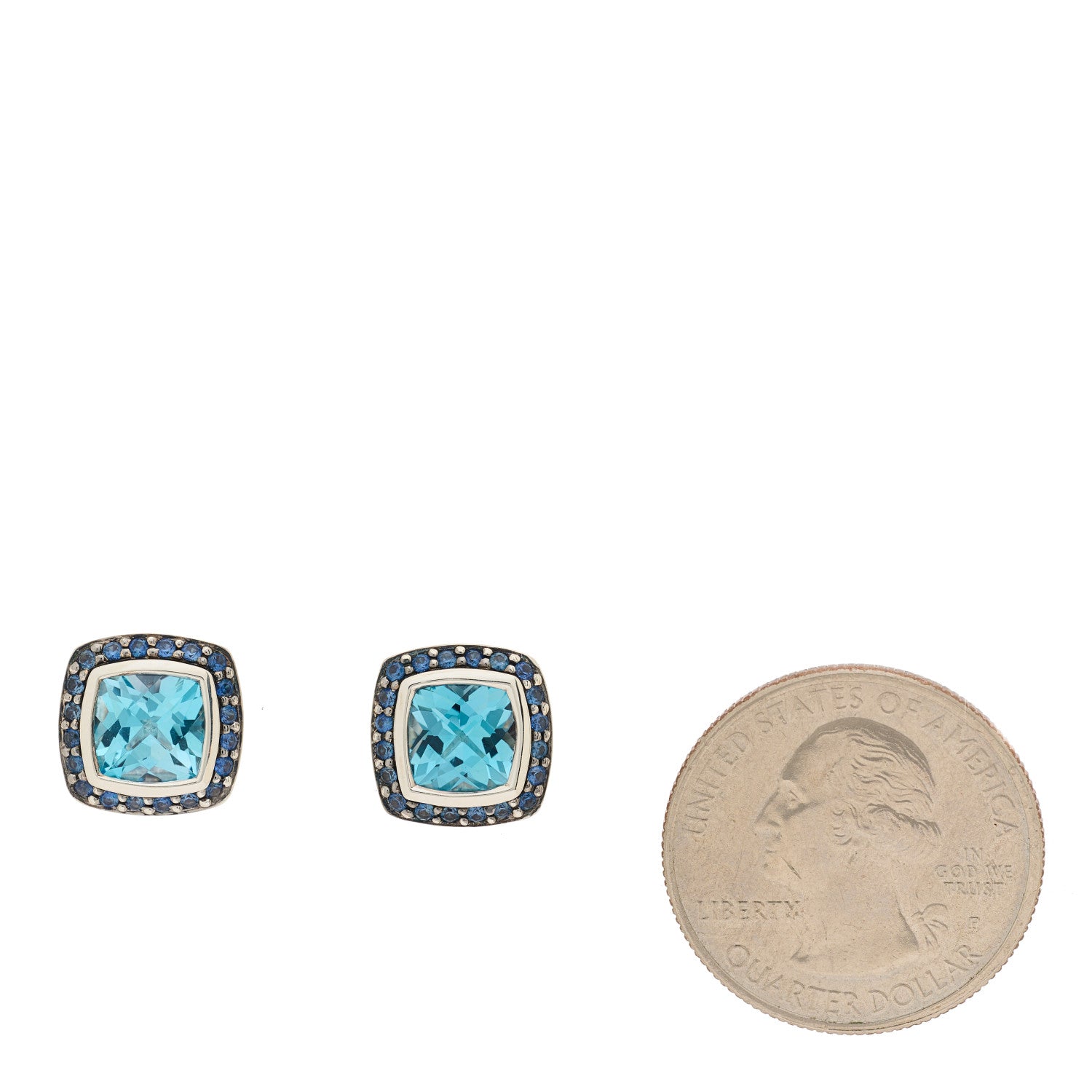 David Yurman DAVID YURMAN Sterling Silver Blue Topaz Blue Sapphire 7mm Petite Albion Earrings 2 of 4