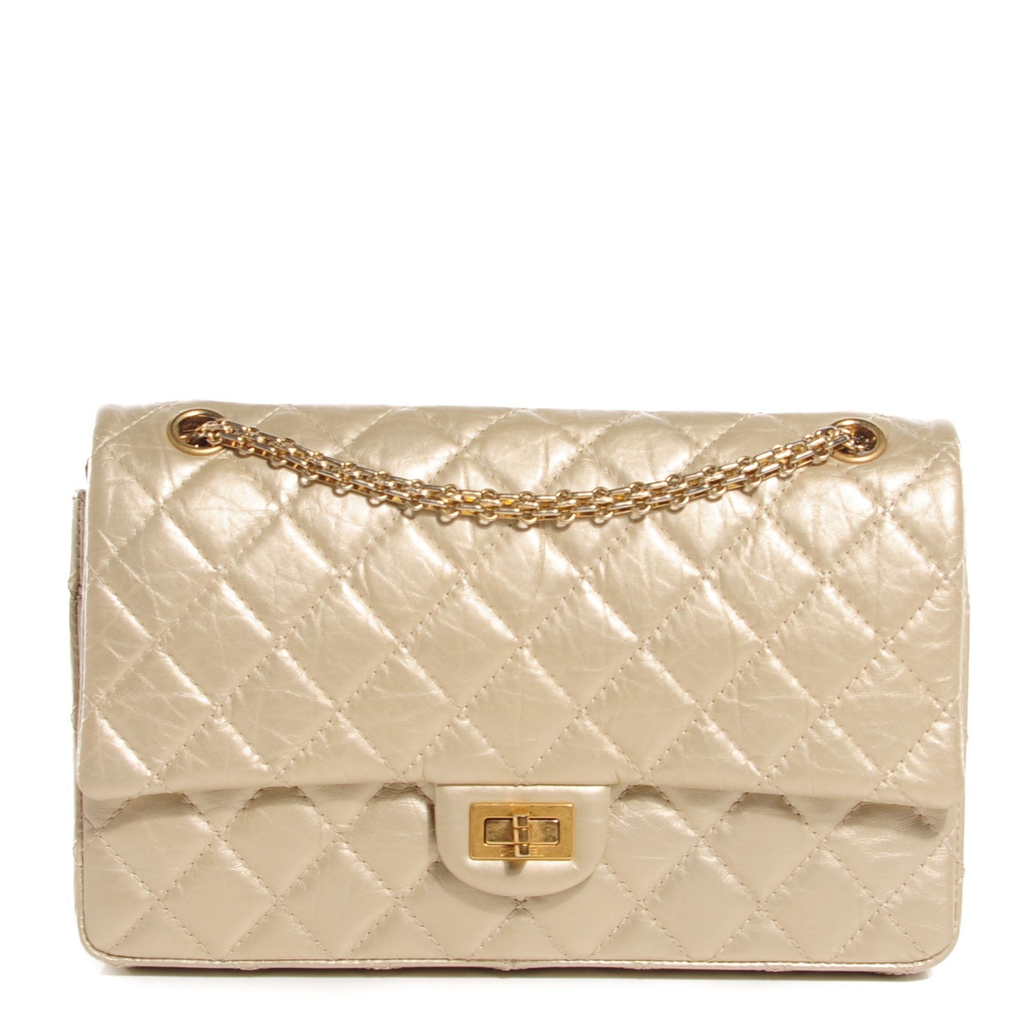 Chanel Metallic Aged Calfskin Quilted 2.55 Reissue 226 Flap Light Gold 1 of 8