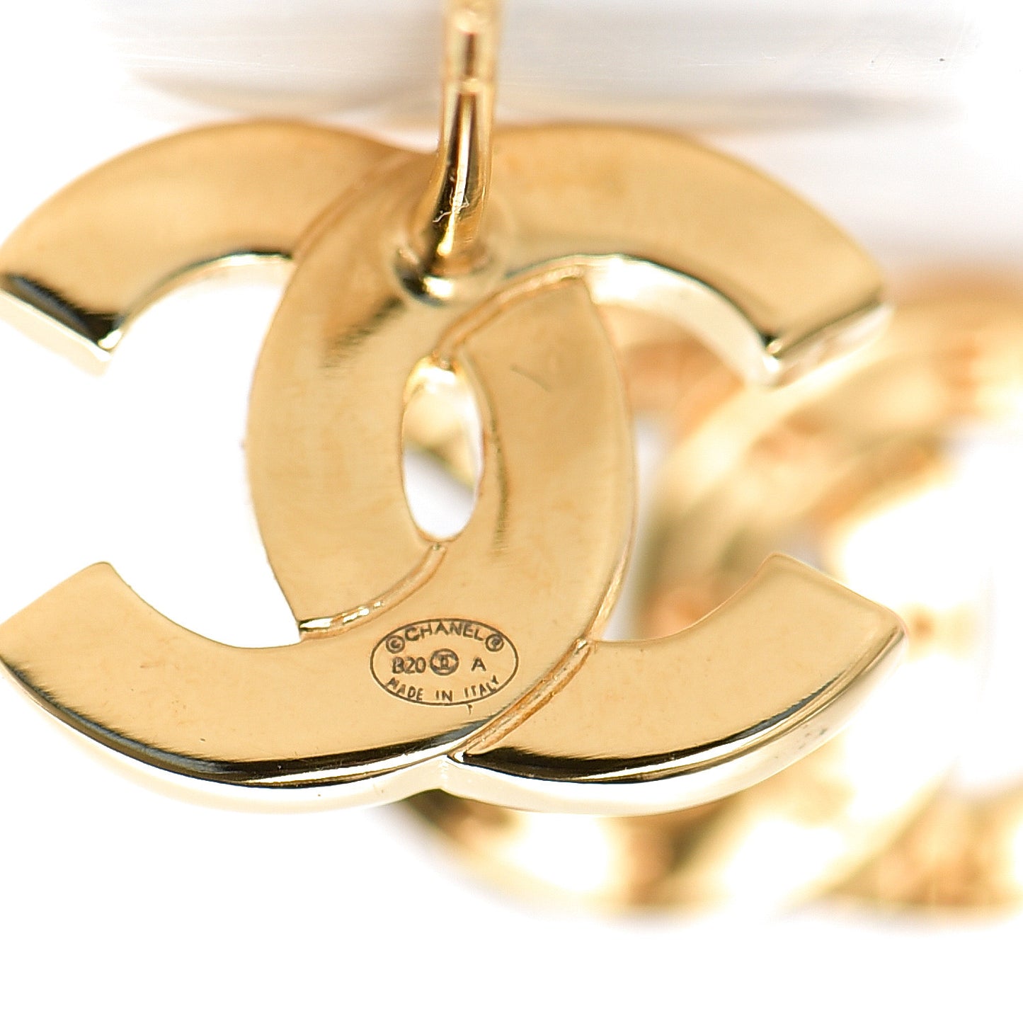 Metal CC Paris Button Stud Earrings Gold