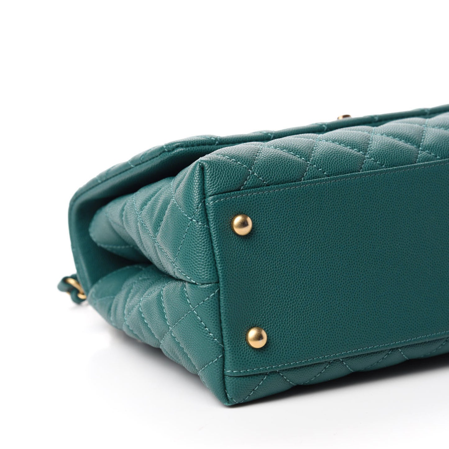 Caviar Quilted Small Coco Handle Flap Dark Turquoise