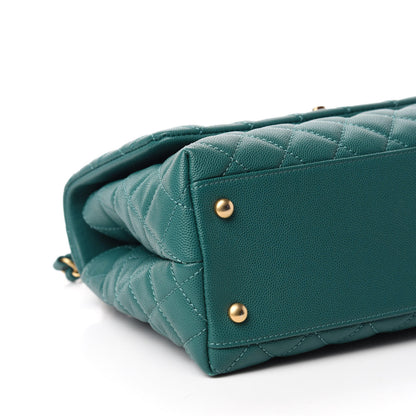 Chanel Caviar Quilted Small Coco Handle Flap Dark Turquoise 7 of 12