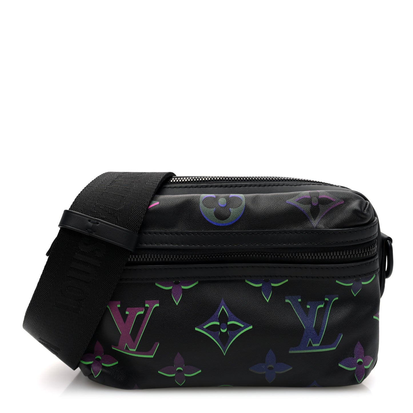 Calfskin Monogram Spotlight Comet Messenger PM Black Borealis