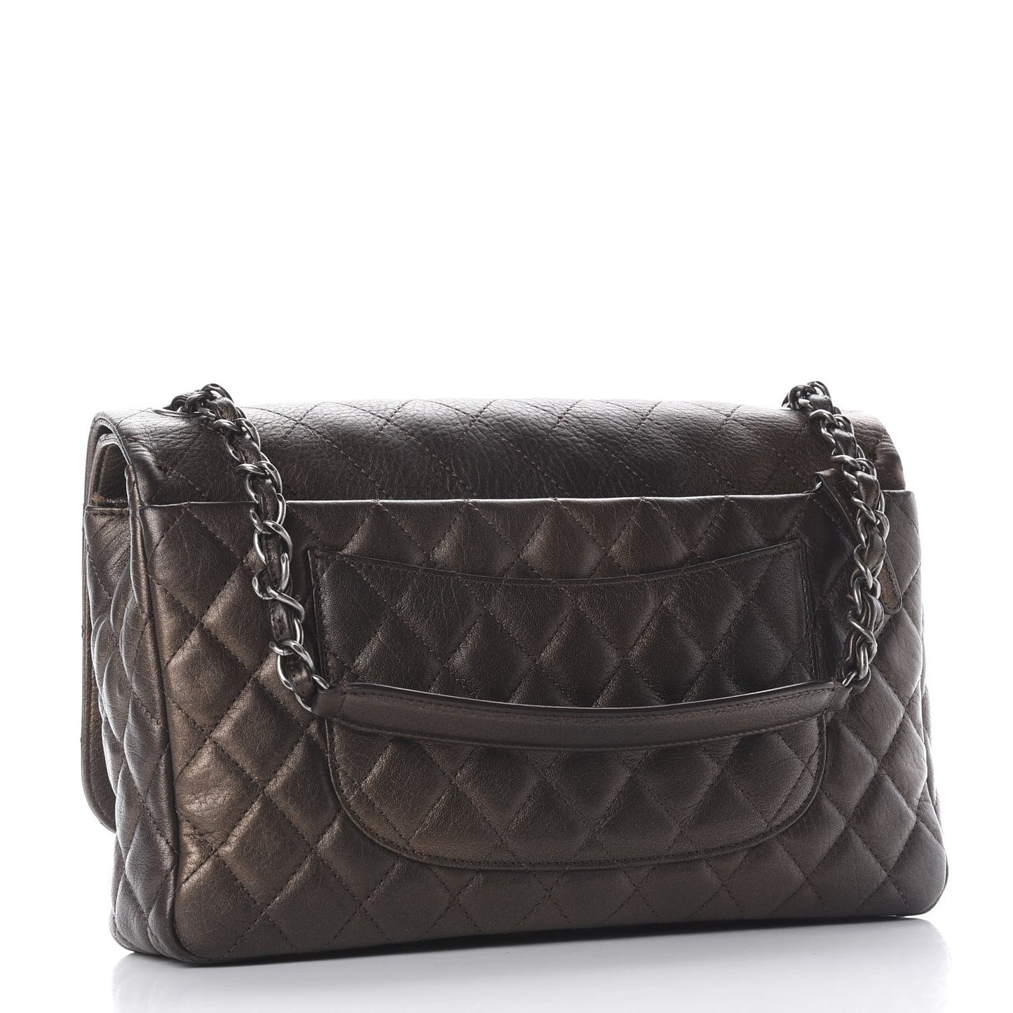 Metallic Lambskin Pony Hair Quilted Jumbo Multi Bag Bronze