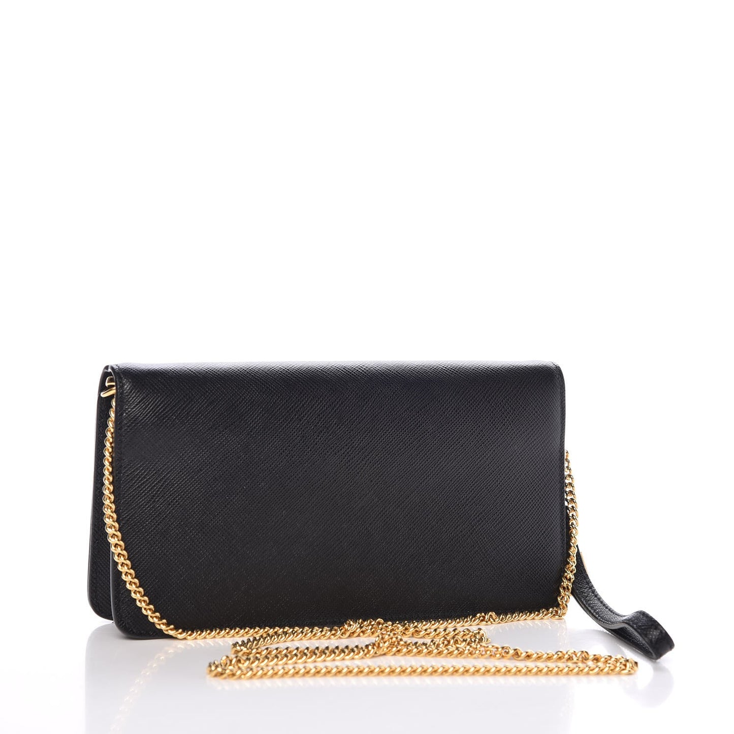 Saffiano Metal Phone Wristlet Crossbody Wallet Black