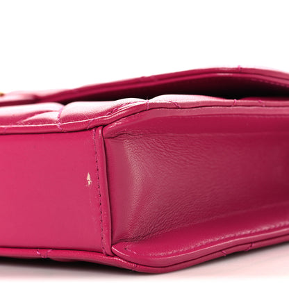 Chanel Shiny Lambskin Quilted Flap Clutch Bag Dark Pink 10 of 10