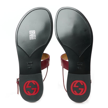 Gucci New Canvas GG Malaga Kid Web Interlocking G Womens Thong Sandals 40.5 Rosso Ancora 6 of 9