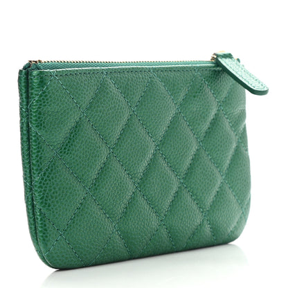 Chanel Metallic Caviar Quilted Small Cosmetic Case Green 3 of 8