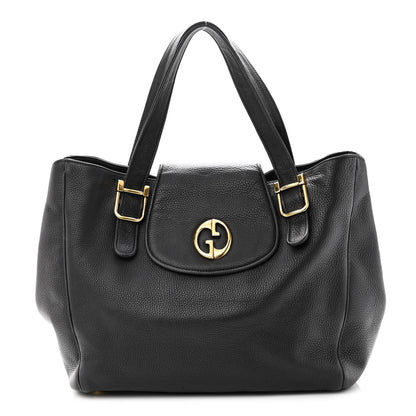 Gucci Pebbled Calfskin Medium 1973 Tote Black 1 of 10