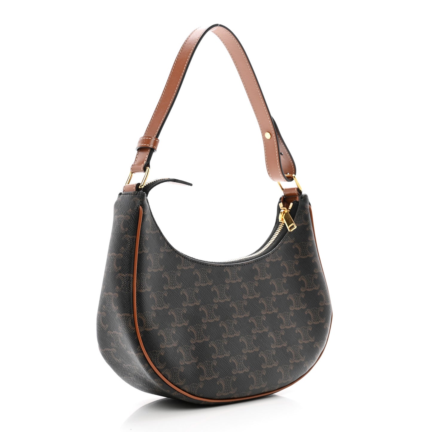 Triomphe Canvas Calfskin Ava Shoulder Bag Tan