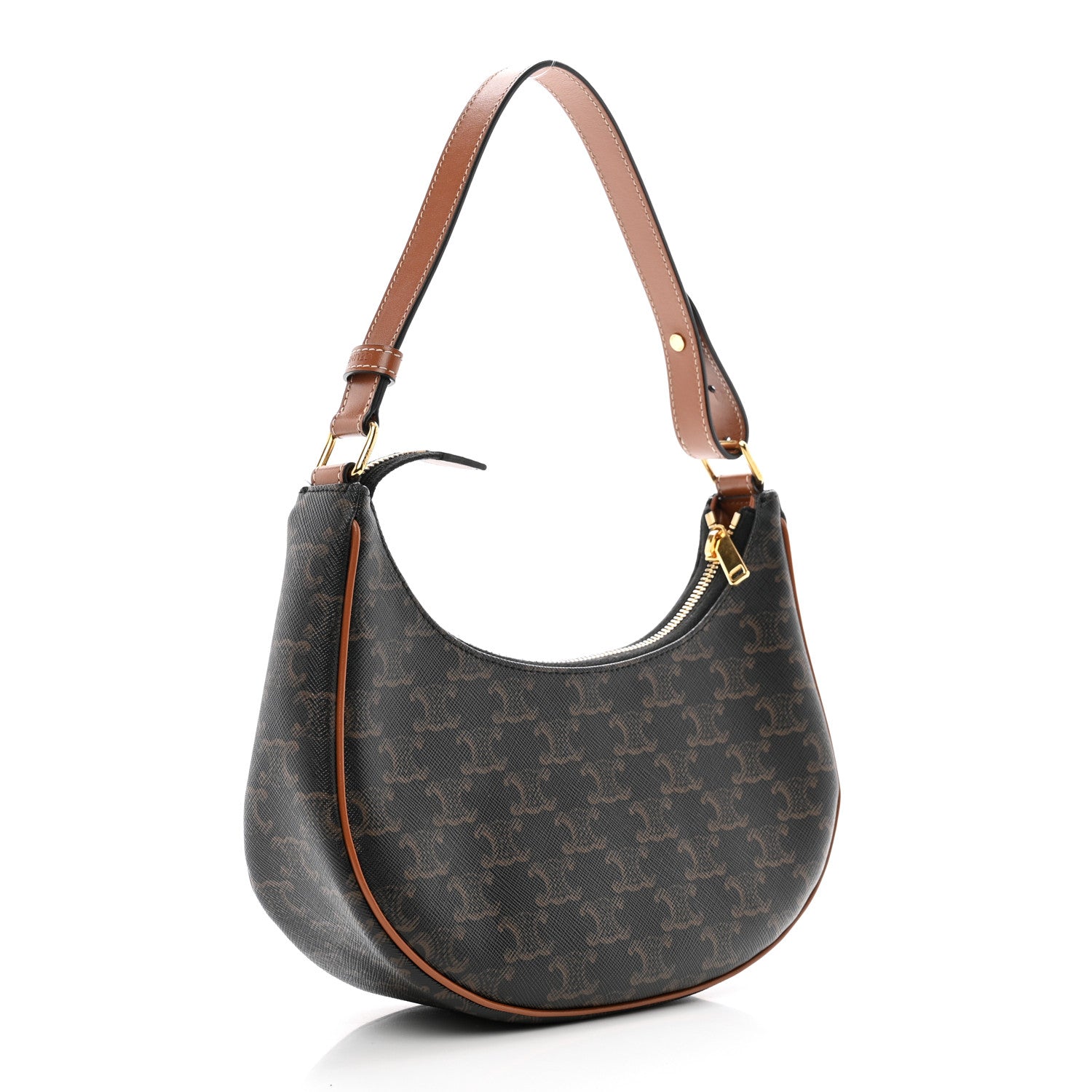 Celine Triomphe Canvas Calfskin Ava Shoulder Bag Tan 3 of 10