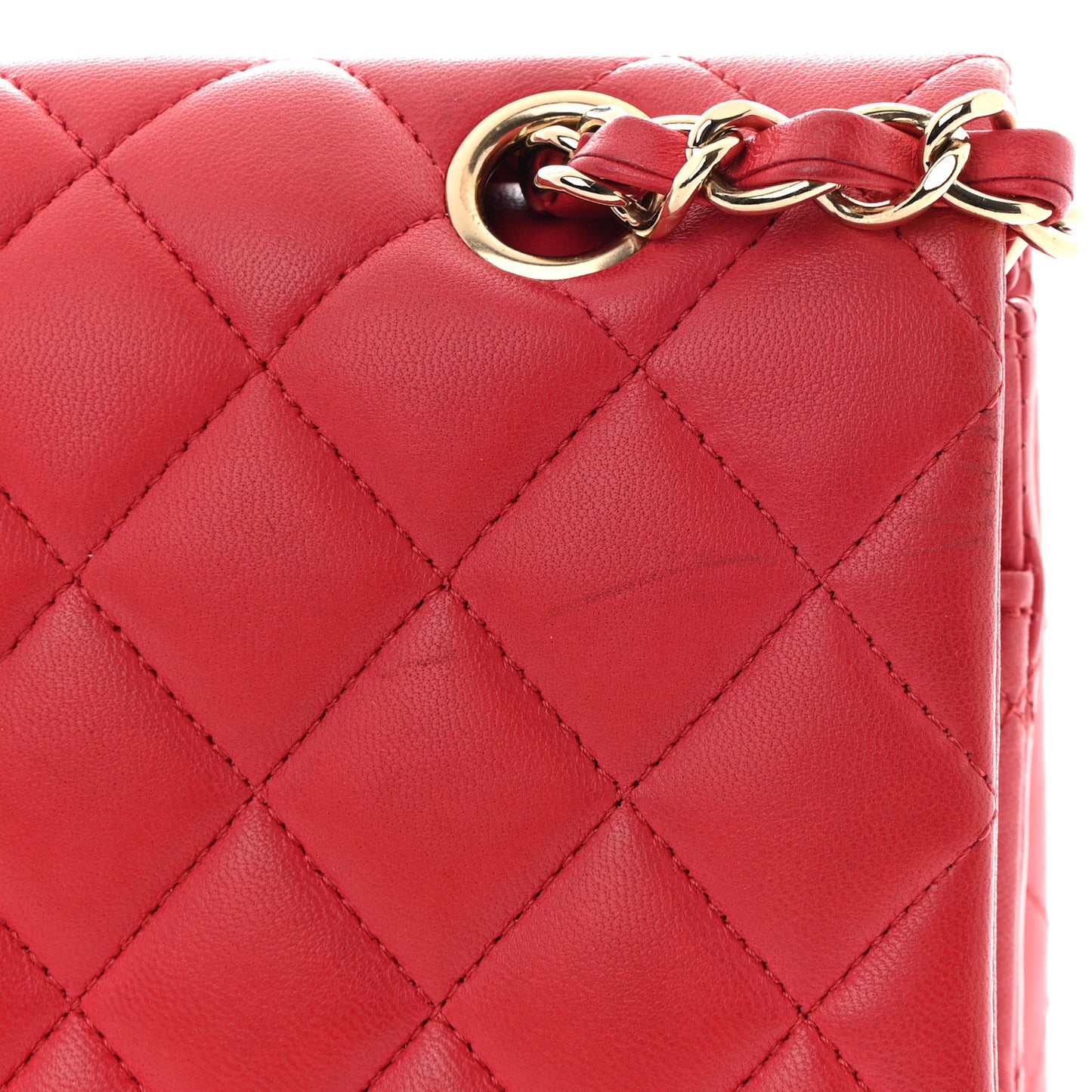 Lambskin Quilted Medium Double Flap Dark Pink
