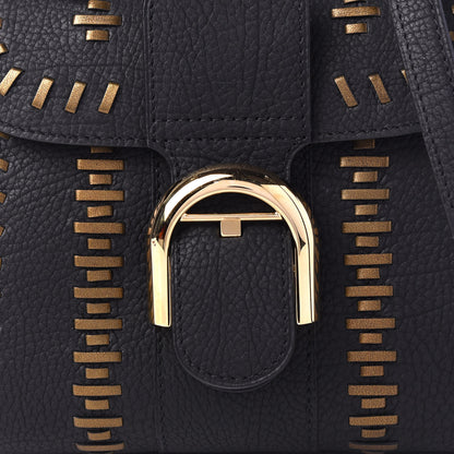 Delvaux Crispy Calfskin Tribal Stitch Mini Brillant Satchel Black Bronze 9 of 9