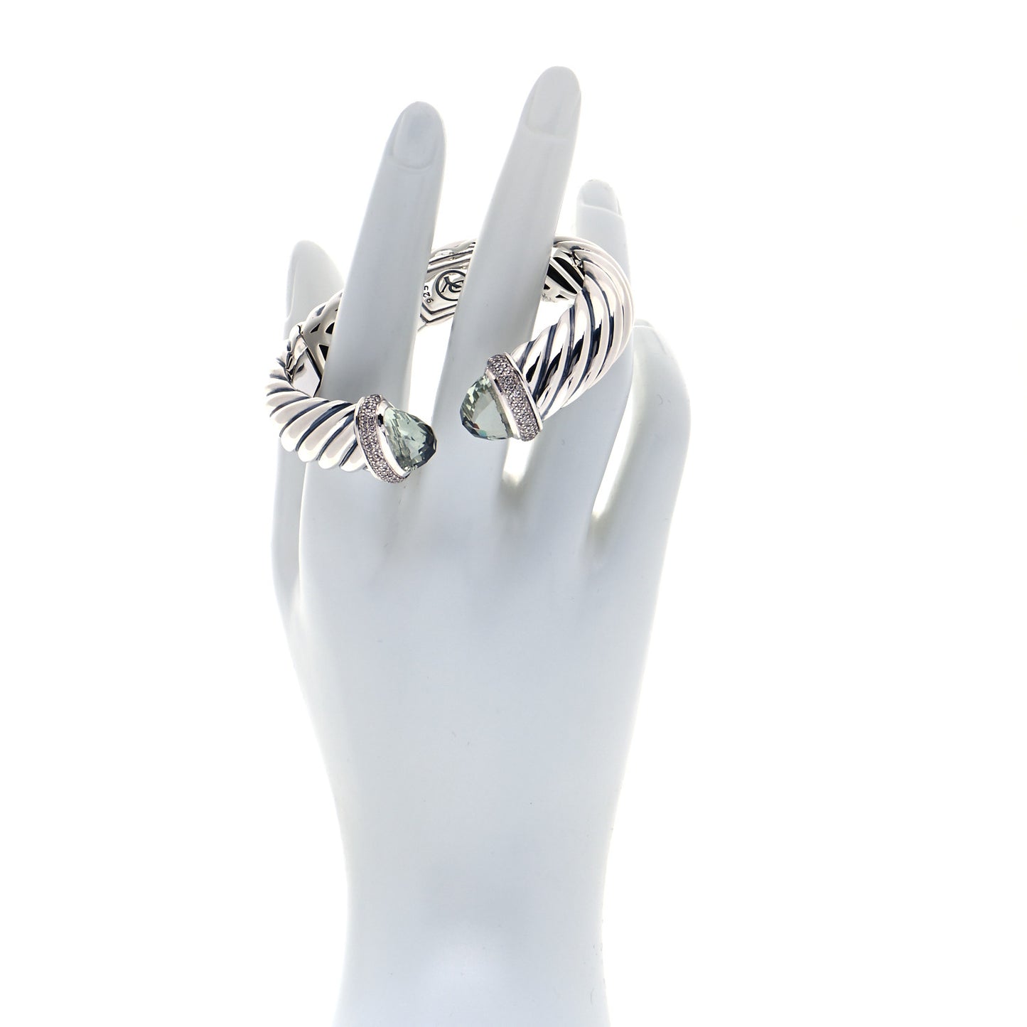 Sterling Silver Prasiolite Diamond 16mm Waverly Bracelet