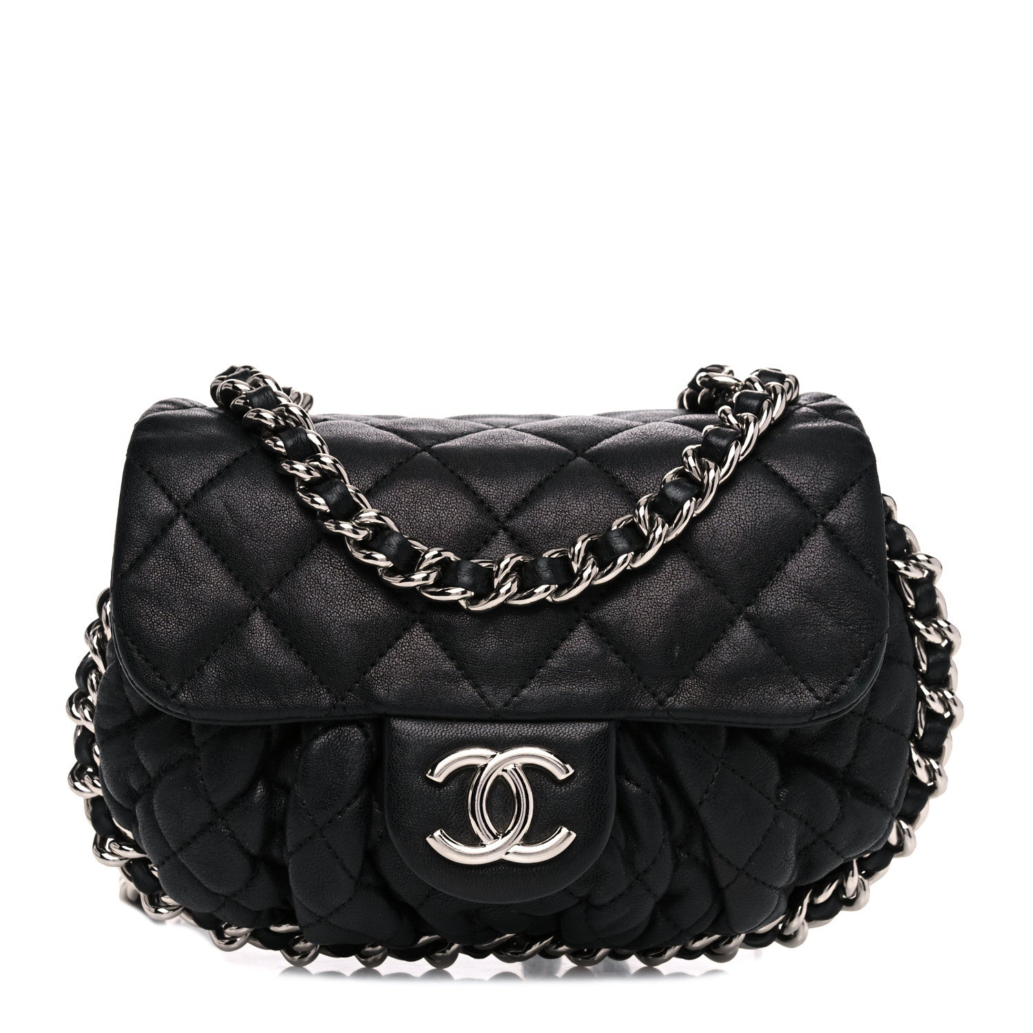 Chanel Washed Lambskin Quilted Mini Chain Around Flap Black 1 of 14